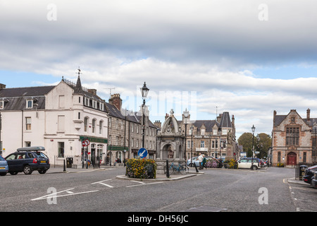 Huntly Stadtplatz in Aberdeenshire, Schottland. Stockfoto