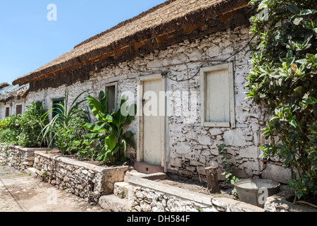 Rua de Banana älteste Straße für die Patriarchen mit Bananenblattdächern so der Name, Cidade Velha, früher Ribeira Grande, Santiago Island, Kap Verde Stockfoto