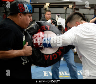 Oxnard, Kalifornien, USA. 31. Oktober 2013. Ex-Weltmeister BRANDON '' Bam Bam'' RIOS host seine einzige US-Medien Training Donnerstag, den 31. Oktober an der Robert Garcia Boxing Academy. Rios ist in der Tiefe Ausbildung für seine mit Spannung erwartete im Weltergewicht Kollision mit Kämpfer des Jahrzehnts, Kongressabgeordneter MANNY "Pacman" PACQUIAO. Rios fährt für Macau am 11. November, an die Umgebung gewöhnen. Bildnachweis: ZUMA Press, Inc./Alamy Live-Nachrichten Stockfoto