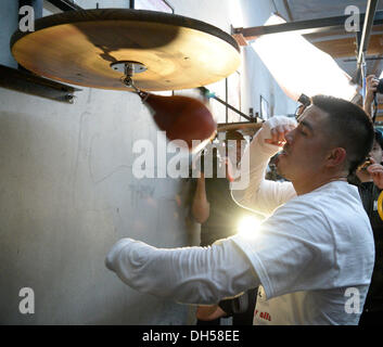 Oxnard, Kalifornien, USA. 31. Oktober 2013. Ex-Weltmeister BRANDON '' Bam Bam'' RIOS host seine einzige US-Medien Training Donnerstag, den 31. Oktober an der Robert Garcia Boxing Academy. Rios ist in der Tiefe Ausbildung für seine mit Spannung erwartete im Weltergewicht Kollision mit Kämpfer des Jahrzehnts, Kongressabgeordneter MANNY "Pacman" PACQUIAO. Rios fährt für Macau am 11. November, an die Umgebung gewöhnen. Bildnachweis: ZUMA Press, Inc./Alamy Live-Nachrichten Stockfoto