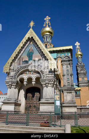 Beispiele Kapelle Russisch-orthodoxe Kirche der Heiligen Maria, Mathildenhöhe, Darmstadt, Hessen Stockfoto