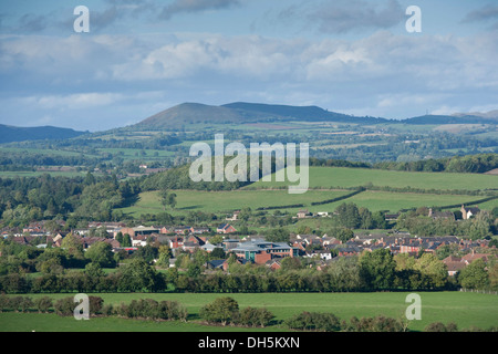 Craven Arms ist eine kleine Stadt und Zivilgemeinde in Shropshire England, von Südwesten gesehen. Stockfoto