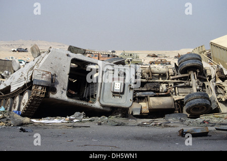 Dem Ende des zweiten Golfkrieges 1991 in Kuwait: der Tod Autobahn, Mutla Grat. Stockfoto