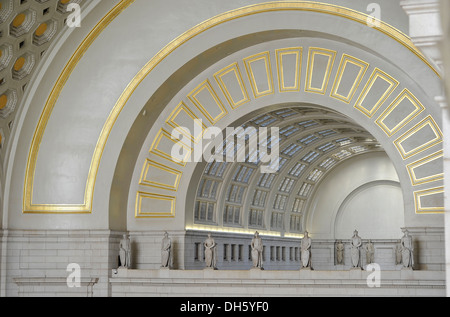 Innenansicht, Deckenkonstruktion, große Haupthalle, Wartezimmer, Union Station, Washington, D.C., District Of Columbia Stockfoto