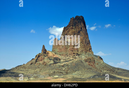 Shiprock Monolith, Heiliger Berg der Navajo-Indianer, auf dem Weg zum Monument Valley Navajo Tribal Park Stockfoto