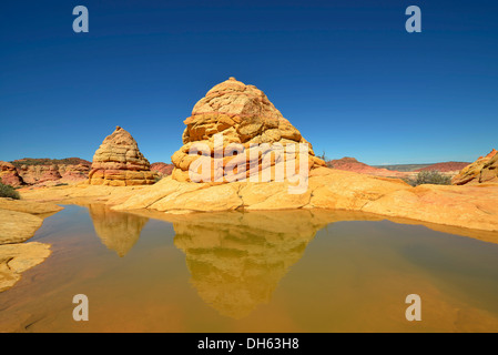 Gehirn-Felsen der Coyote Buttes South, CBS, Cottonwood Teepees erodiert Navajo Sandsteinfelsen mit Liesegang Bands oder Liesegang Stockfoto