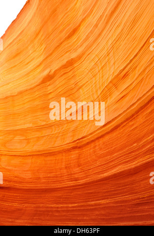 Detailansicht der typischen Liesegang Bands oder Liesegang-Ringe, The Wave, gebändert ausgewaschene Navajo Sandsteinfelsen, North Coyote Buttes, Stockfoto