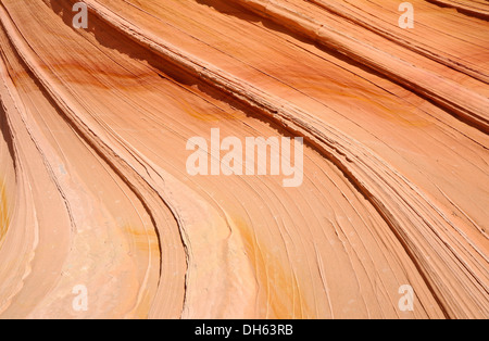 Detailansicht der typischen Liesegang Bands oder Liesegang-Ringe, die zweite Welle, gebändert ausgewaschene Navajo Sandsteinfelsen, North Coyote Stockfoto