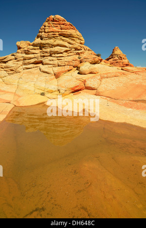 Gehirn-Felsen der Coyote Buttes South CBS, Cottonwood Teepees erodiert Navajo Sandsteinfelsen mit Liesegang Bands oder Liesegang Stockfoto