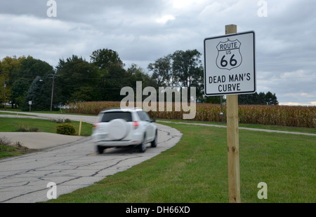 Dead Mans Kurve - berühmte Kurve auf der alten Route 66 Stockfoto