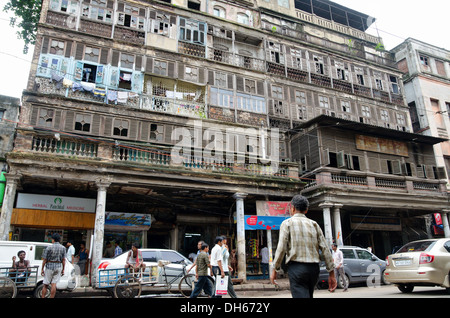 Alten mehrstöckigen Gebäude in Kolkata, Indien Stockfoto