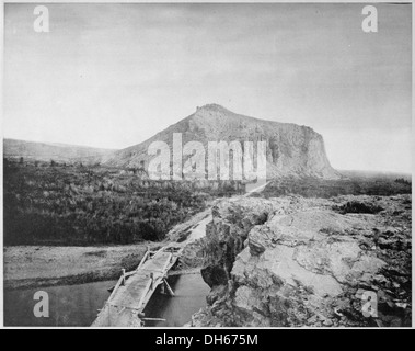 Der Landweg Bühne Straße zwischen Ogden und Helena, die Überquerung des Beaver-Kopf-Flusses am Point of Rocks... mittels einer Pla 520085 Stockfoto