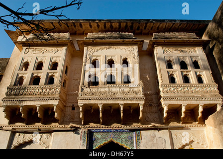 Balkone in Taragarh Fort, Bundi, Rajasthan, Indien, Asien Stockfoto