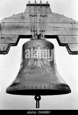 Bell im Olympiastadion, Geschichtsbild, Olympische Spiele 1936, Berlin, Deutschland Stockfoto