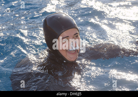 Freediver, Ägäis, Insel Symi, Griechenland Stockfoto