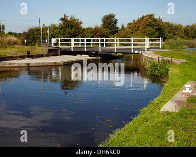 Swing Bridge-Nummer 6 auf Rufford Zweig der Leeds-Liverpool Kanal Stockfoto