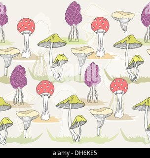 Abstrakte niedlichen bunten Pilz Musterdesign. Herbst-Muster Stockfoto