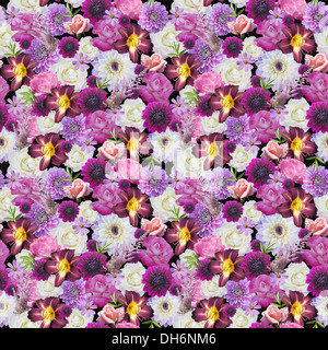 Nahtlose Blumenmuster abstrahiert. Hintergrund aus verschiedenen Blumen Stockfoto