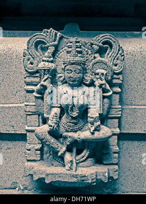 Zerstörten Skulptur am Bhuleshvar Tempel, Yawat, Maharashtra, Indien Stockfoto