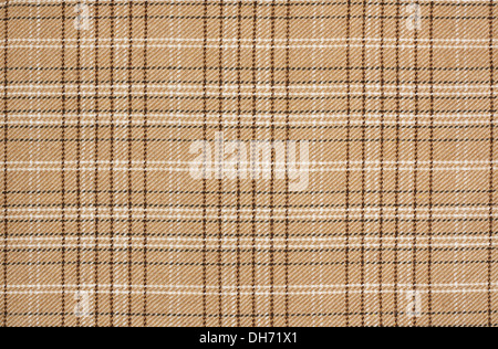 Beige Tartan Hintergrund ein aufgegebenes Tartan Stoffmuster mit Beige, braun, schwarz und weiß Stockfoto