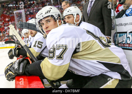 Pittsburgh Penguins center Sidney Crosby (87) während den NHL 2013-2014 Stockfoto