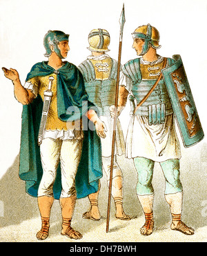 Die Zahlen repräsentieren die drei antiken römischen Militärs. Die Abbildung stammt bis 1882. Stockfoto