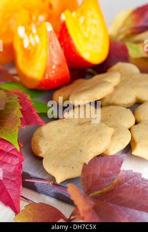 Blatt geformt Kürbis cookies Stockfoto