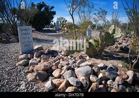Das Boot Hill Friedhof in Tombstone, Arizona. Stockfoto