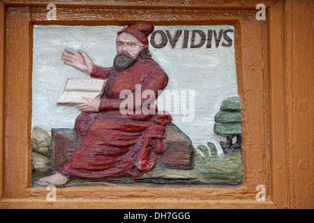 Publius Ovidius Naso oder Ovid 43 v. Chr.-17, ein römischer Dichter, alte Lateinschule 17.Jahrhundert, Alfeld, Leine, Niedersachsen, Deutschland Stockfoto