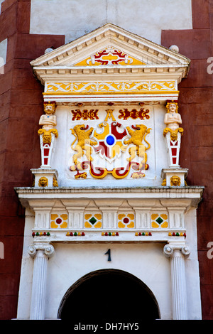 Wappen auf dem Alfelder Rathaus, 16. Jahrhundert, Alfeld, Leine, Niedersachsen, Deutschland, Europa Stockfoto