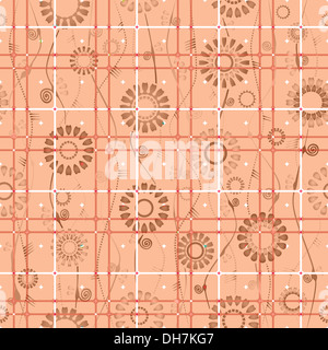 neue nahtlose Muster mit braunen Blumen auf rosa Tlied Hintergrund Stockfoto