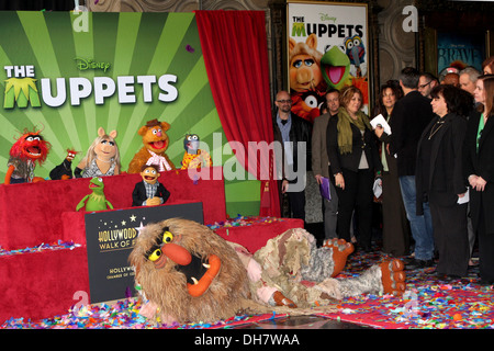 Die Muppets sind mit einem Stern auf Hollywood Walk Fame Los Angeles Kalifornien - 20.03.12 geehrt Nelson Stockfoto