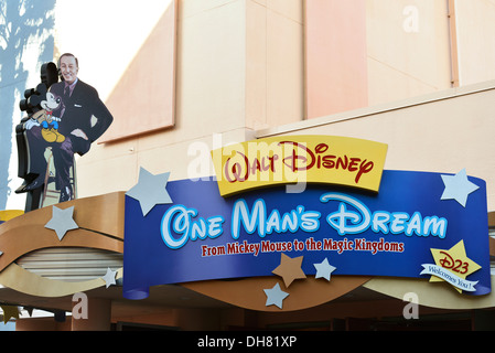 Walt Disney eines Mannes Traum Zeichen, Hollywood Studios, Disney World Resort Orlando Florida Stockfoto