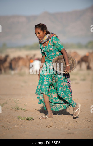 Frau in Pushkar Camel Fair Stockfoto