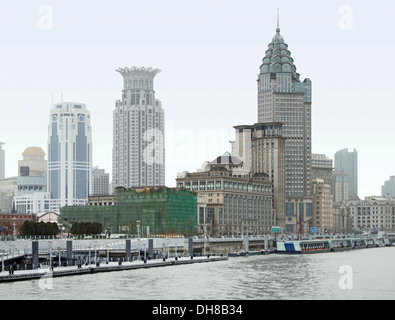 Stadt-Aussicht auf den Bund, einen Bereich des Huangpu District in Shanghai, eine Stadt in China Stockfoto