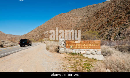 Kalifornien, San Diego County, Anza-Borrego Desert State Park, Eingangsschild Stockfoto