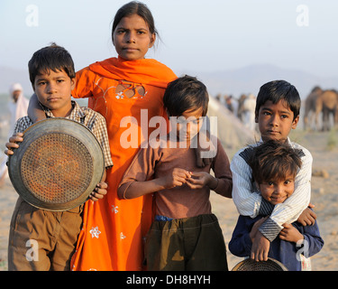 Kinder in Pushkar Camel Fair Stockfoto