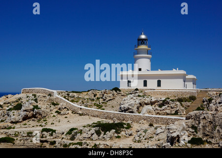 Leuchtturm am Cap de Cavalleria, es Mercadal, Menorca, Spanien Stockfoto