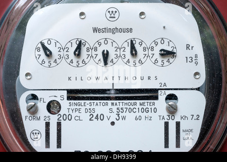 WESTINGHOUSE D5S TRADITIONELLEN ANALOGEN STANDARD 240 VOLT WOHN VEREINIGTE STAATEN STROMZÄHLER (© WESTINGHOUSE ELECTRIC CO 1950) Stockfoto