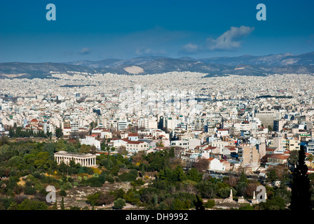 Athen-Panorama, Hauptstadt von Griechenland und größte Stadt des Landes. Stockfoto