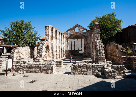 Nessebar, Altstadt, Schwarzmeerresort, St. Sophienkirche, Ruinen der Hagia Sophia Basilika, Bulgarien, Balkan Stockfoto