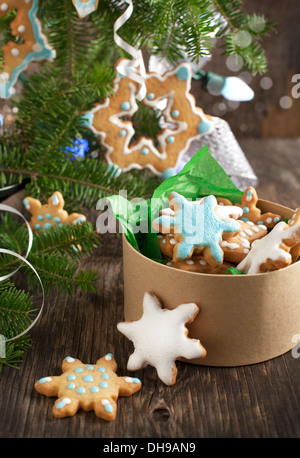 Weihnachtsgebäck Zucker in Geschenkbox Stockfoto