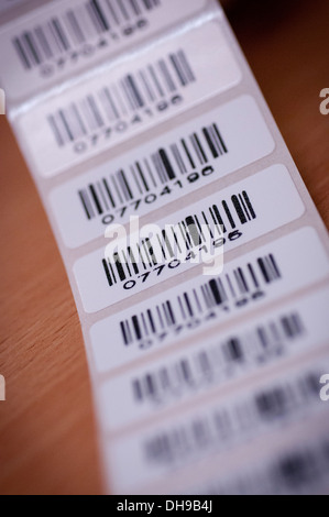 Eine Rolle von Barcode-Aufkleber Stockfoto