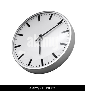 Klassische moderne Wanduhr isoliert auf weißem Hintergrund Stockfoto