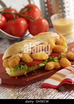 Gebratene Garnelen Po Boy sandwich Stockfoto