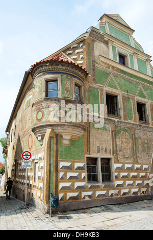 Berühmte Haus in Telc, Tschechische Republik. UNESCO Stockfoto