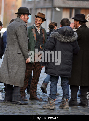 Matthew McFadyen Jermome Flynn und Adam Rothenberg Dreharbeiten der BBC neue Drama "Ripper Street" auf Straßen von Dublin-Szene ist ein Stockfoto