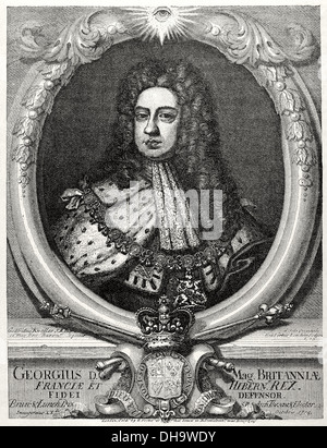 George II (1683-1760). König von Großbritannien und Irland. Kurfürsten des Heiligen Römischen Reiches. Gravur auf der Universalgeschichte. Stockfoto