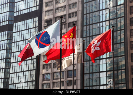 Flagge von Hong Kong und China Stockfoto