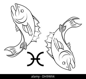 Abbildung der Fische Fisch Sternzeichen Horoskop Astrologie unterzeichnen Stockfoto